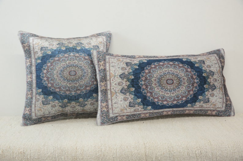 Decorative pillow, Oriental pillow, Throw pillow cover, Blue pillowcase, Accent pillow, Vernal pillow, Saloon pillow, Boho pillows