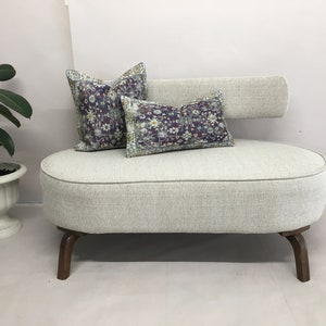 Linen Upholstered 2 Seater Sofa, Handmade Couch, Living Room Couch, Soft Armchair, Sitting Couch, Porch Furniture