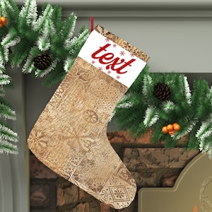 new year stockings, handmade christmas stocking, monogram stocking, vintage prints, xmas tree stocking, chenille stocking with name, DC 4043
