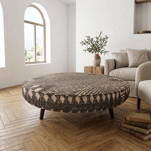 Antraciet geometrische salontafel | Rond cirkelvormig houten zitmeubel voor zitmeubels