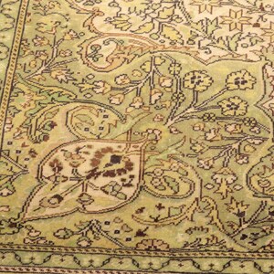 genuine wool rug, sage green rug, oriental rug, saloon rug, turkish handmade rug, wedding rug, 6.6x9.7 ft, vintage rug, large rug, DC 6816