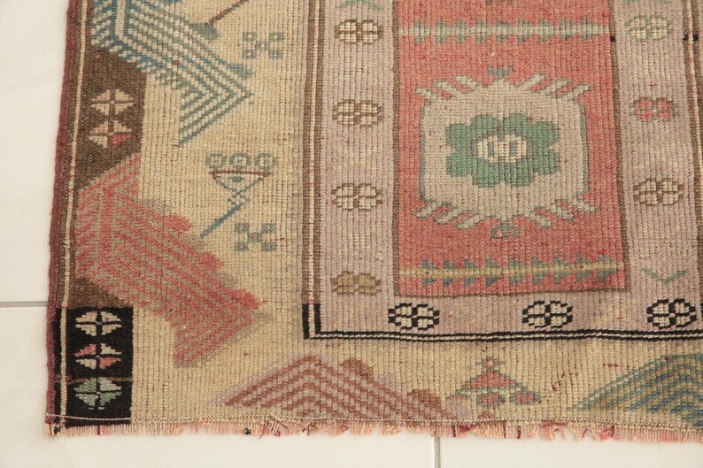 earth tone rug, turkish handmade rug, hanging rug, doorstep rug, vintage rug, rugs for kitchen, 2.7x3.9 ft, vanity rug, soft rug, DC 5762 image 7
