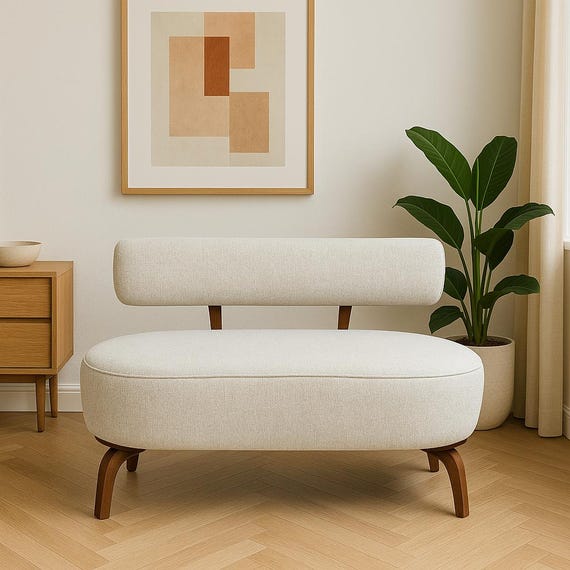 Linen Upholstered 2 Seater Sofa, Handmade Couch, Living Room Couch, Soft Armchair, Sitting Couch, Porch Furniture