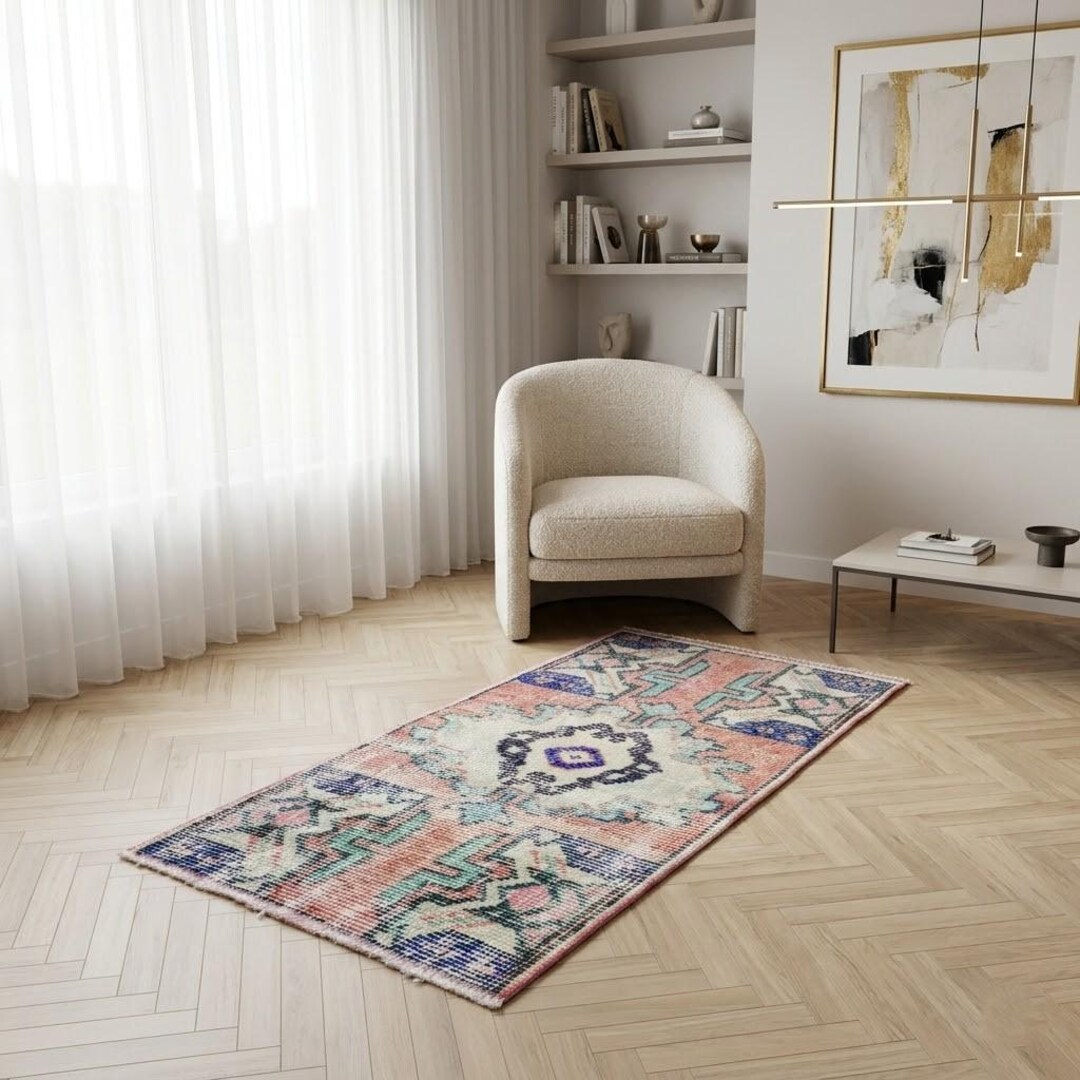 Elevate Your Kitchen With A Handknotted Pastel Wool Vintage Rug, 1.3x2 ...