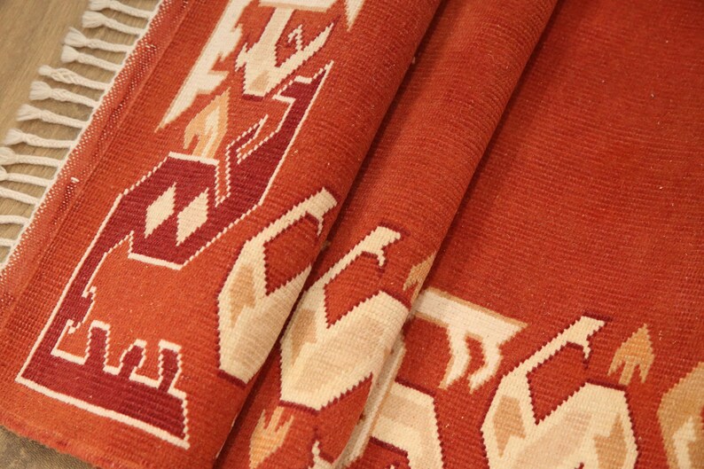 burnt orange rug, bordered rug, new looking rug, excellent runner rug, vintage rug, cultural decor rug, 2.9x9.3 ft, nomadic rug, DC 7169