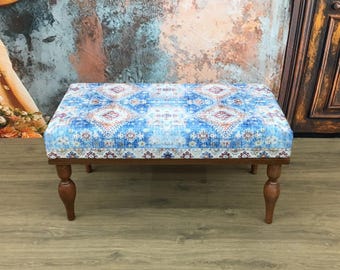upholstered ottoman, handmade bench, sitting bench, vanity bench, piano bench, living room bench, bedroom bench, coffee table bench