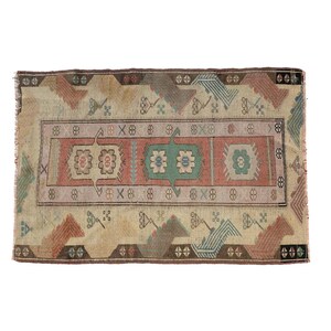 earth tone rug, turkish handmade rug, hanging rug, doorstep rug, vintage rug, rugs for kitchen, 2.7x3.9 ft, vanity rug, soft rug, DC 5762 image 2