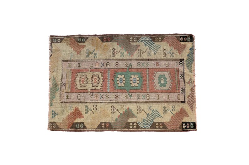 earth tone rug, turkish handmade rug, hanging rug, doorstep rug, vintage rug, rugs for kitchen, 2.7x3.9 ft, vanity rug, soft rug, DC 5762 image 2