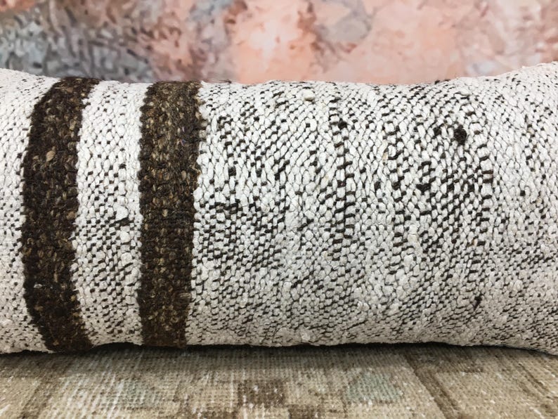 cozy pillow case, vintage rug pillow, handmade cushion, primitive pillow, unique gift, saloon decor, neck pillow cover, 12x26 pillow, DC 03