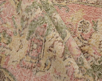 alfombra oushak para salón, alfombra gótica, alfombra vegetal, alfombra turca verde, alfombra de pelo bajo, alfombra turca vintage, 5,4x9,6 pies, alfombras de verano, DC 3000