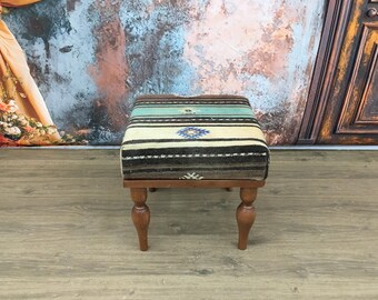 Upholstered bench, Keyboard bench, Kilim rug bench, Dressing table bench, Footrest bench, Piano bench, Shower stool, Boho bench, DCB45x45 18