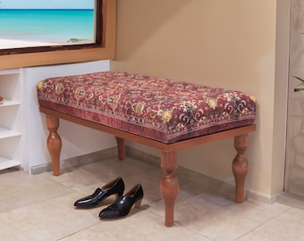 Ottoman for bedroom, End of bed bench, Dining table bench, Coffee bench, Upholstered bench, Footstool bench, Window bench, Retro bench
