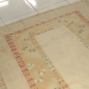 turkish oushak rug, earth tone rug, textured rug, handmade rug, vintage area rug, ethnic rug, 4.8x9.5 ft, living room rug, boho rug image 3