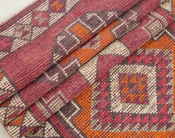 sun faded rug, handmade wool rug, stair rug, moroccan rug, herki turkish rug, guest runner, vintage rug, 2.9 x 10.7 ft, soft rug, DC 5870