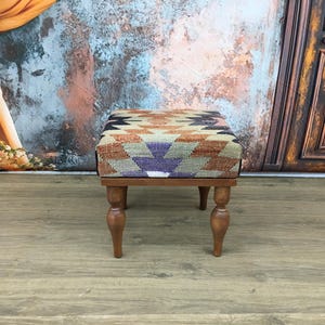 Kilim ottoman bench, Vanity bench, Saddle bench, Footstool bench, Upholstered bench, Make up bench, Padded bench, Shoe bench, DCB 45x45 17