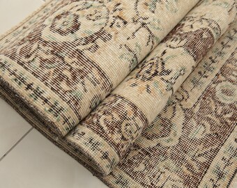 handmade wool rug, multicolor rug, retro rug, flower pattern rug, rugs for living room, vintage turkish rug, 3.8x7.1 ft, chic rug, DC 4589