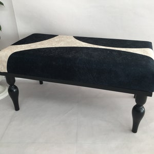 Black beige bench, Piano bench, Modern bench, Handmade furniture, Wood work bench, Footstool bench, Footrest bench, Kitchen boho bench