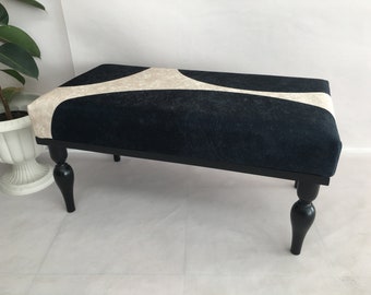 Black beige bench, Piano bench, Modern bench, Handmade furniture, Wood work bench, Footstool bench, Footrest bench, Kitchen boho bench