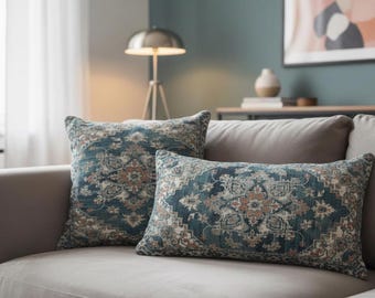 Fireside cushion, Oriental pillow, Blue pillow, Rug pillow cover, Saloon pillow, Home decor pillow, Accent pillow, Chair cushion, DCP 281