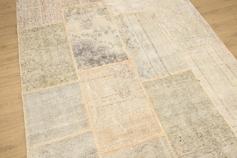 patchwork rug, faded woven rug, vintage large rug, new house gift, utility rug, turkish rug, 5.2x7.9 ft, handknotted rug, cool rug, DC 7248