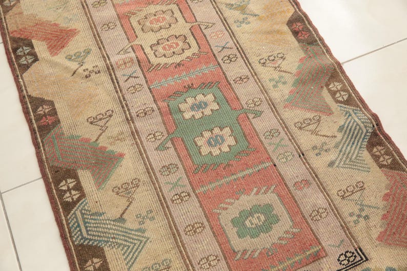 earth tone rug, turkish handmade rug, hanging rug, doorstep rug, vintage rug, rugs for kitchen, 2.7x3.9 ft, vanity rug, soft rug, DC 5762 image 4