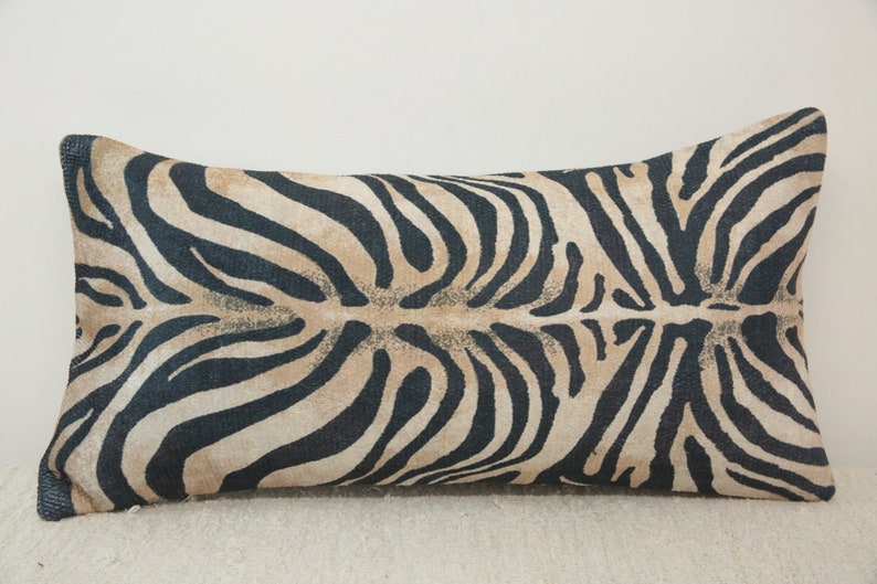 Lumbar pillow cover, Zebra pillow, Coastal pillow, Cozy pillow, Bench pillow, Bedding bench, Decorative pillow, Boho decor pillow, DCP 491 image 7