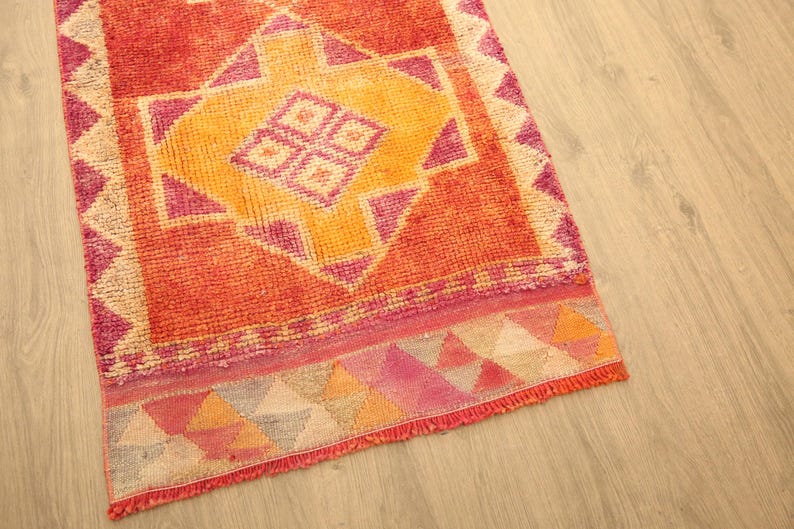 handmade vintage rug, oushak wool rug, bohemian rug, kitchen rug, stair mat, 2.9 x 11.6 ft, soft herki rug, boho decor rug, DC 122