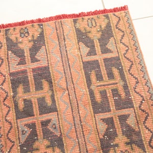 organic wool rug, patchwork rug, coastal rug, handknotted rug, turkish vintage rug, mudroom rug, bath mat cute, 1.8x6.3 ft, old rug