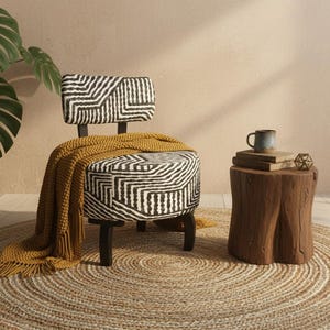 Boho style armchair, Striped design chair, Decorative wooden armchair, Modern armchair, Home office armchair, Boho chic chair style, DCP 625