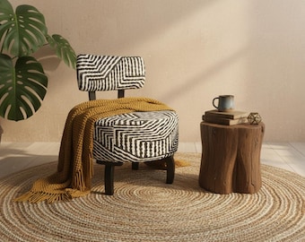 Boho style armchair, Striped design chair, Decorative wooden armchair, Modern armchair, Home office armchair, Boho chic chair style, DCP 625