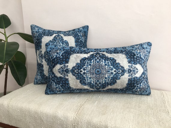Floral pillow, Navy blue lumbar, Couch pillow, Euro sham cover, Aesthetic pillow, Country pillow, Decorative pillow, Body pillow, DCP 867