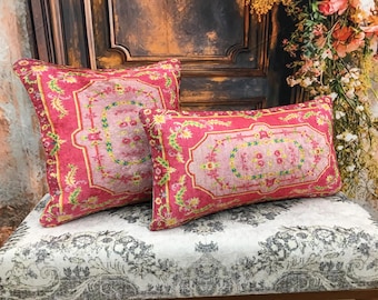 Pastel color pillow, Pink lumbar pillow, Flower design pillow, Pretty pillow cover, Bedding pillow, Cool pillow, Sofa cushion, DCP 5262