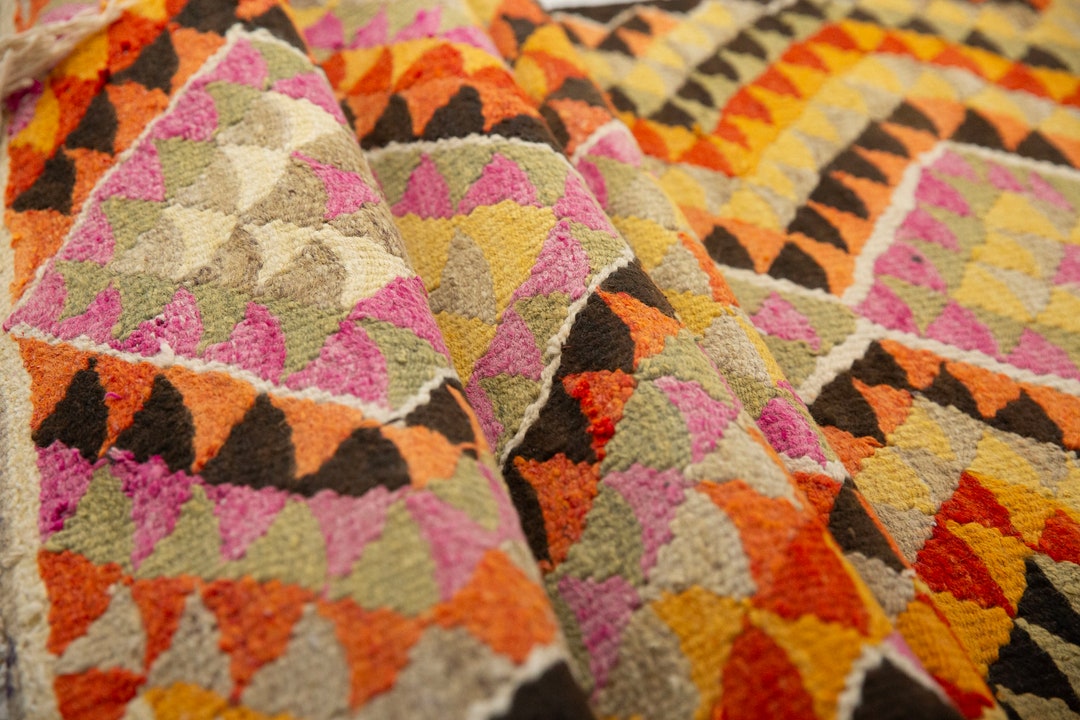 Handmade Wool Rug Trippy Rug Soft Pile Rug Herki Turkish Etsy