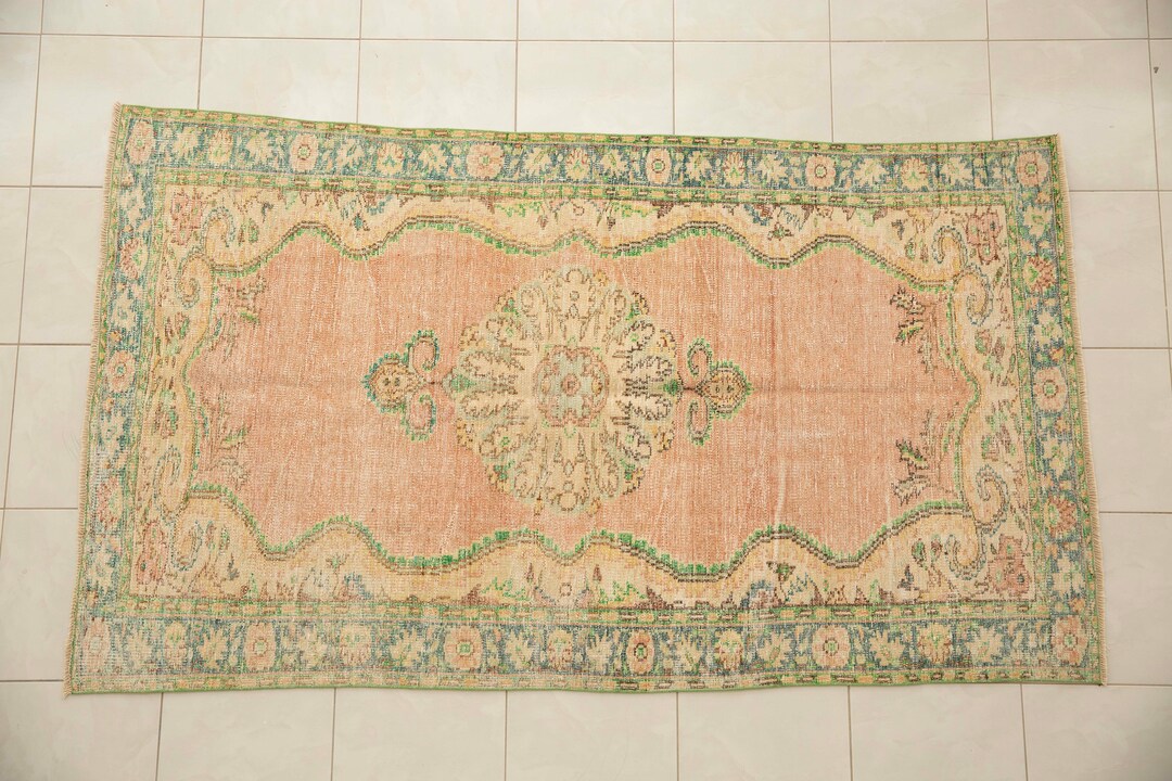 Pink Green Rug Aesthetic Rug Farmhouse Rug Botanical Rug Etsy