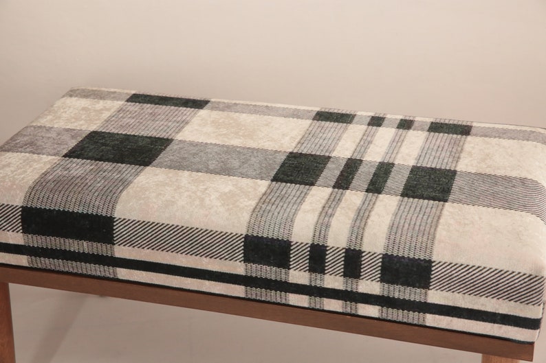 Desk bench, Plaid bench, End of bed bench, Wood work bench, Entryway bench, Shoe bench, Ottoman chair, Handmade bench, Foyer bench