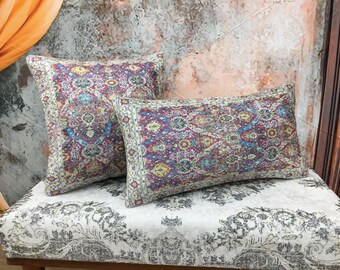 Funda de almohada bohemia, almohada hecha a mano, almohada rústica, almohada decorativa, almohada de estilo campestre, almohada boho chic, funda de almohada étnica, DCP 243