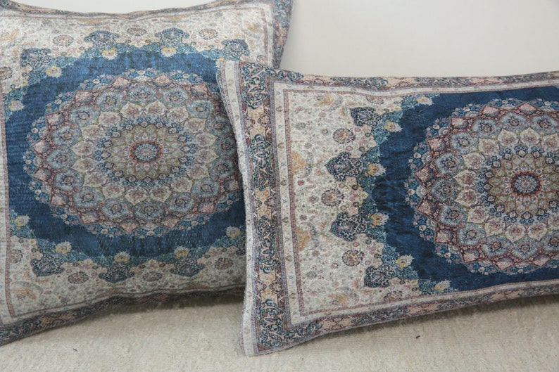 Decorative pillow, Oriental pillow, Throw pillow cover, Blue pillowcase, Accent pillow, Vernal pillow, Saloon pillow, Boho pillows, DCP 4407 image 3