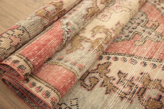 Turkish Oushak Rug, Primitive Rug, Handmade Wool Rug, Fireplace