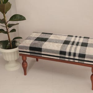 Desk bench, Plaid bench, End of bed bench, Wood work bench, Entryway bench, Shoe bench, Ottoman chair, Handmade bench, Foyer bench