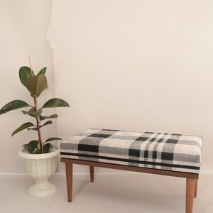 Desk bench, Plaid bench, End of bed bench, Wood work bench, Entryway bench, Shoe bench, Ottoman chair, Handmade bench, Foyer bench