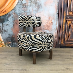 Zebra design armchair, Furniture chair, Gothic chair, Small space decor, Rustic armchair, Elegant lounge chair, Boho chic chair, DCP 491