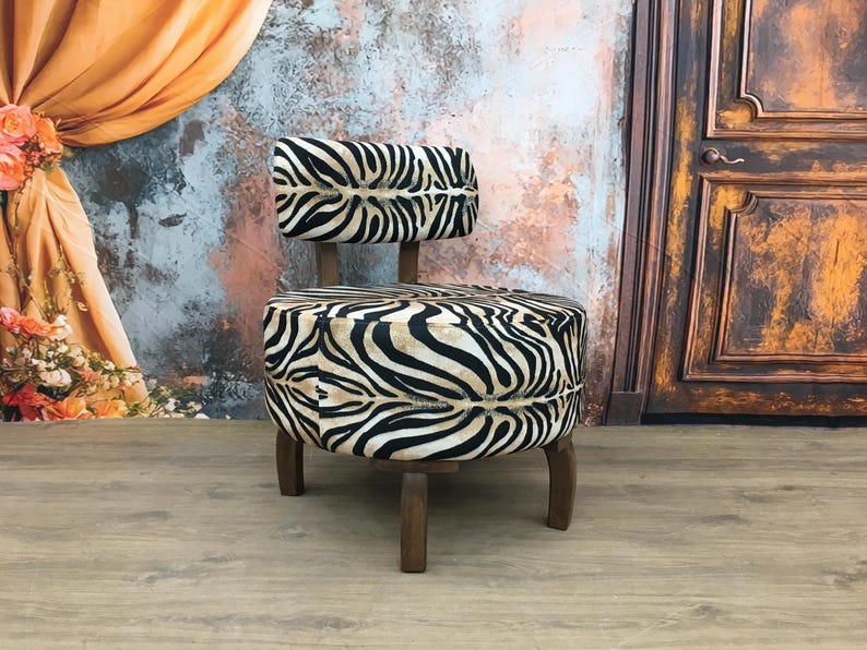 Zebra design armchair, Furniture chair, Gothic chair, Small space decor, Rustic armchair, Elegant lounge chair, Boho chic chair, DCP 491