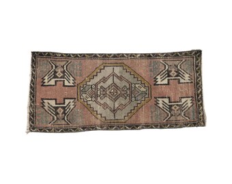 antique rug, boho rug, decorative rug, farmhouse rug, nomadic rug, ethnic rug, tribal rug, entrway rug, 1.4x3.1 ft, wool rug, DC 6122