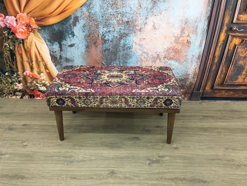 Piano bench, Turkish bench, Upholstered bench, Vanity bench, Retro bench, Living room bench, Footstool bench, Office bench, Boho decor bench