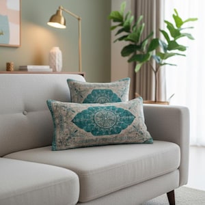 Sofakissen, Modernes Kissen, Dekoratives Kissen mit Petrol, Boho-Kissen, Minimaler Kissenbezug, Akzentkissen, Euro sham Bezug, DCP 4438