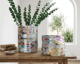 Vibrant Patterned Plant Holder Basket | Boho Multipurpose Storage Cover DCs 4217
