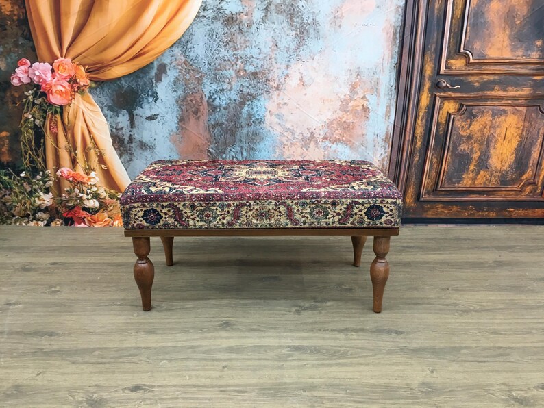 Piano bench, Turkish bench, Upholstered bench, Vanity bench, Retro bench, Living room bench, Footstool bench, Office bench, Boho decor bench