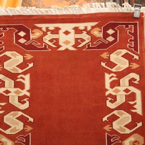 burnt orange rug, bordered rug, new looking rug, excellent runner rug, vintage rug, cultural decor rug, 2.9x9.3 ft, nomadic rug, DC 7169