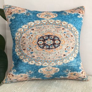 Bohemian pillow, Blue lumbar pillow, Oriental pillow, Vernal pillow cover, Cool pillow, Floor cushion, Sofa pillow, Soft pillow,