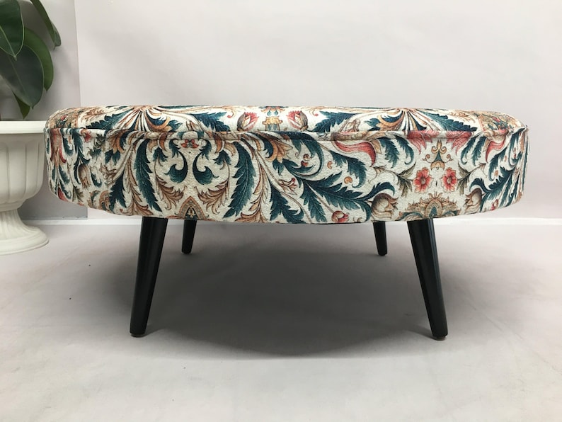 Round coffe table, Circle mid table, Handmade ottoman bench, Boho chic ottoman, Floral coffee table, Breakfast table